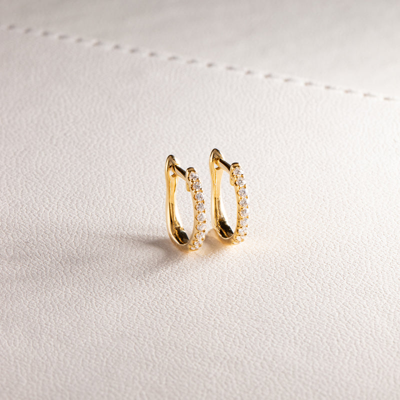 18ct Yellow Gold .11ct Diamond Cosy Earrings-Earrings-Walker & Hall