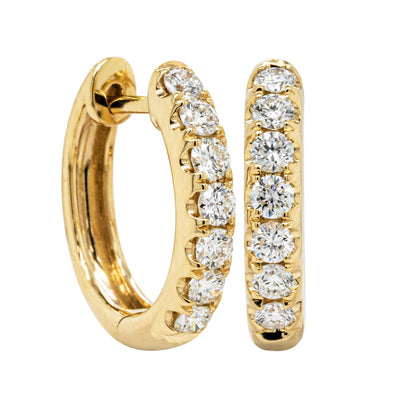 18ct Yellow Gold .50ct Diamond Meridien Hoop Earrings-Earrings-Walker & Hall