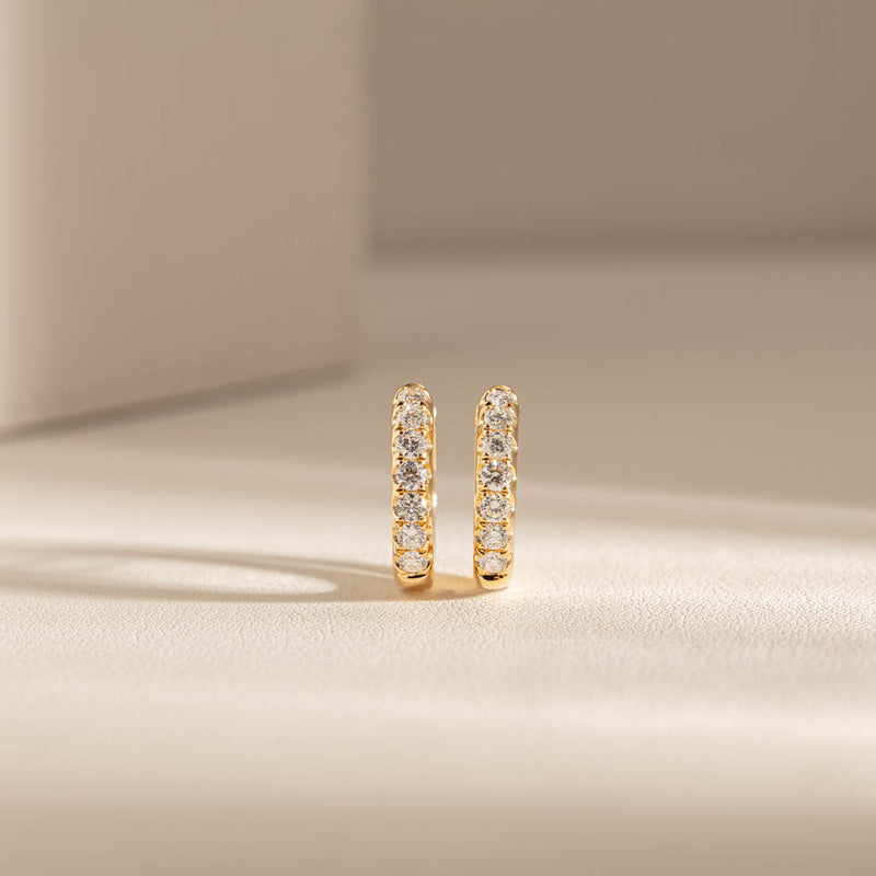 18ct Yellow Gold .50ct Diamond Meridien Hoop Earrings-Earrings-Walker & Hall