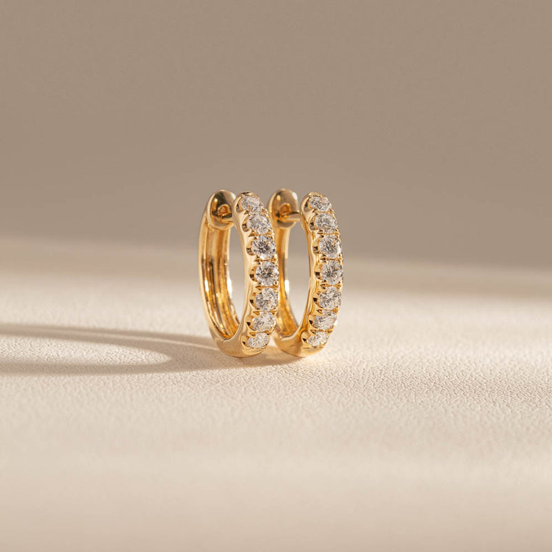 18ct Yellow Gold .50ct Diamond Meridien Hoop Earrings-Earrings-Walker & Hall