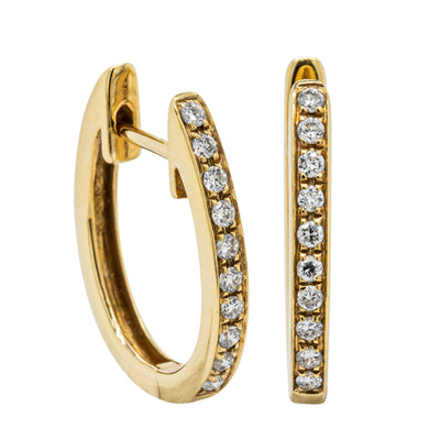 18ct Yellow Gold Diamond Huggie Earrings-Earrings-Walker & Hall