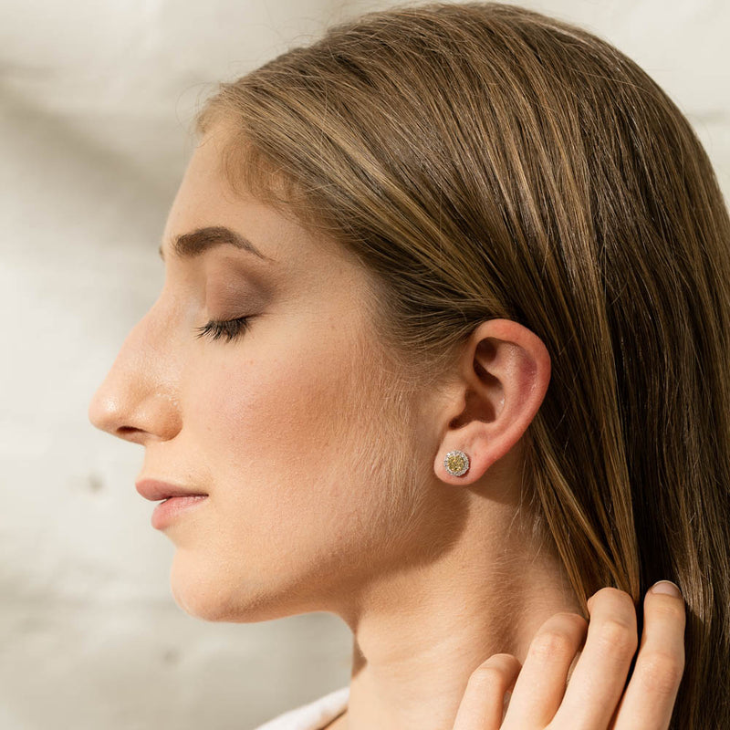 18ct White Gold Yellow Diamond Earrings-Earrings-Walker & Hall