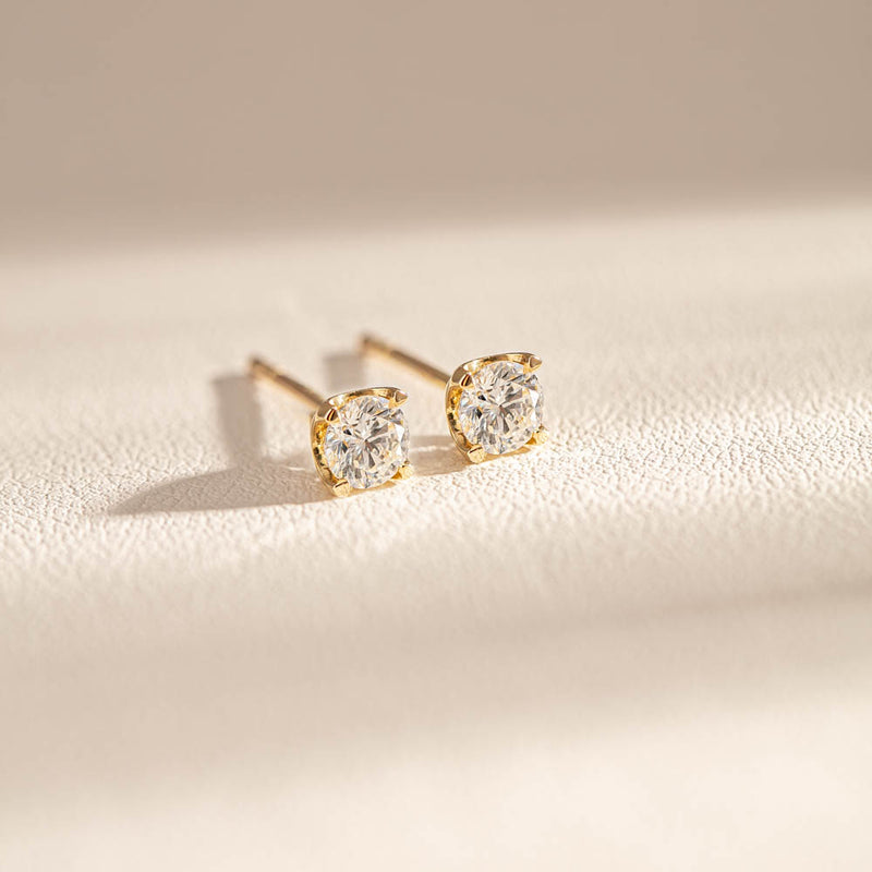 9ct Yellow Gold .60ct Diamond Ava Stud Earrings-Earrings-Walker & Hall