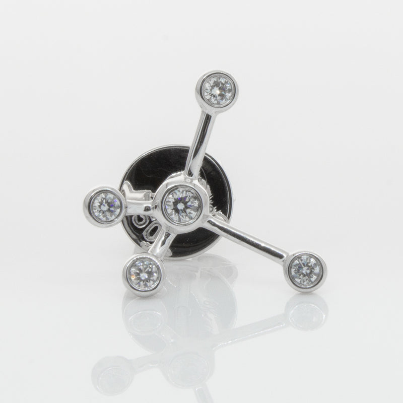 18ct White Gold & Diamond Single Earth Element Earring-Earrings-Walker & Hall