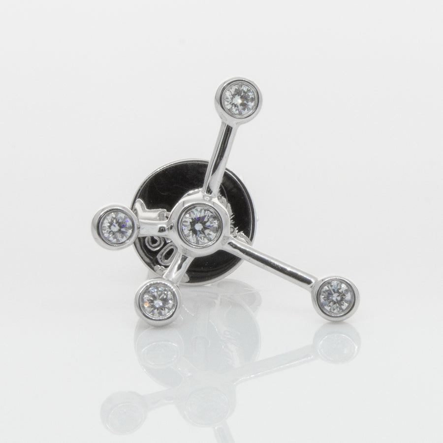 18ct White Gold & Diamond Single Earth Element Earring-Earrings-Walker & Hall