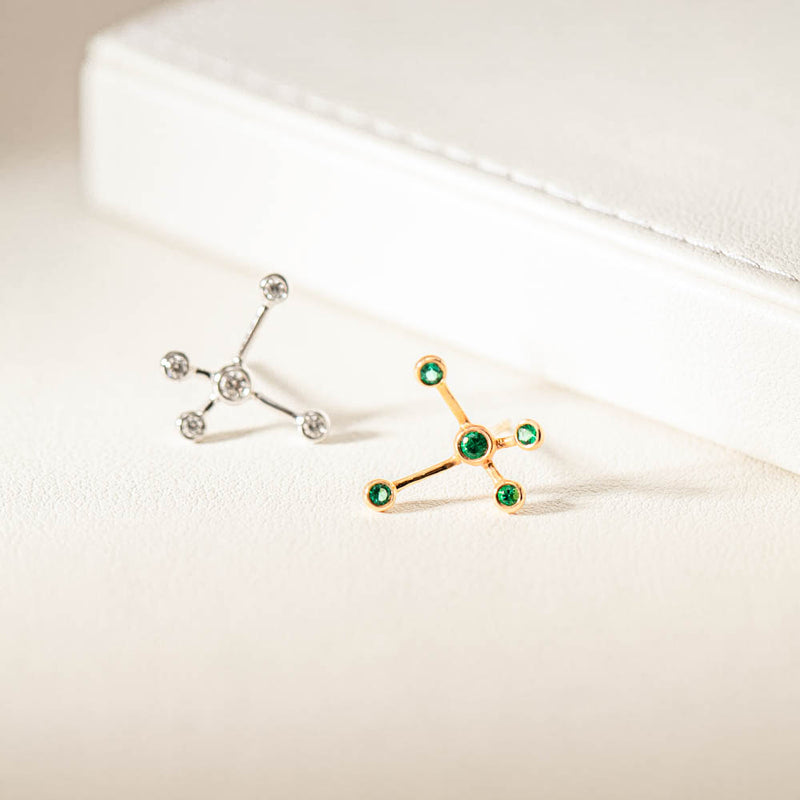 18ct White Gold & Diamond Single Earth Element Earring-Earrings-Walker & Hall