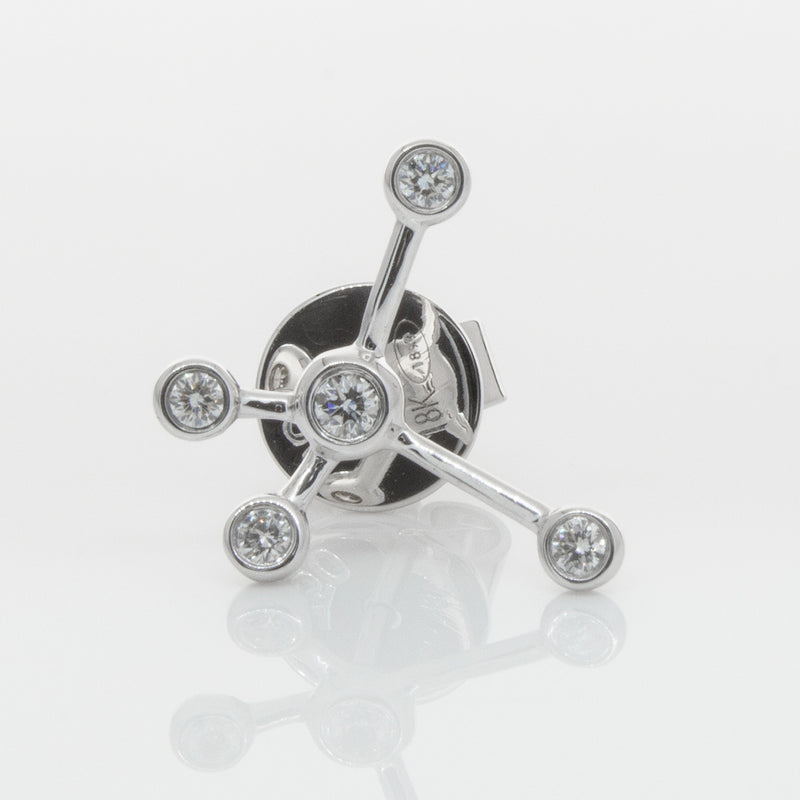 18ct White Gold & Diamond Single Earth Element Earring-Earrings-Walker & Hall