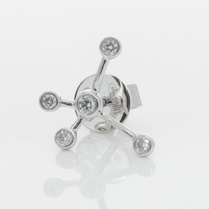 18ct White Gold & Diamond Single Earth Element Earring-Earrings-Walker & Hall