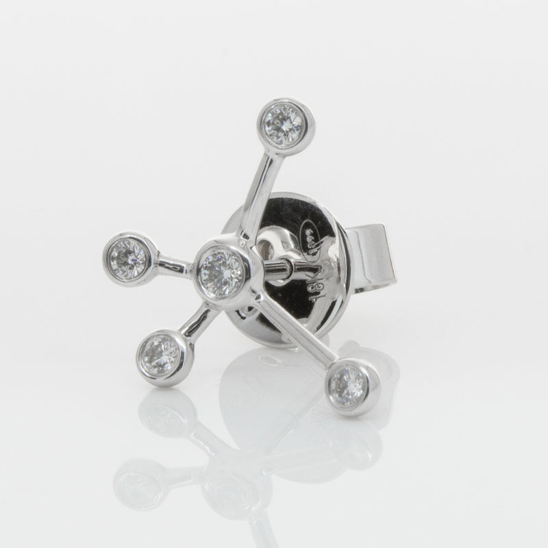 18ct White Gold & Diamond Single Earth Element Earring-Earrings-Walker & Hall