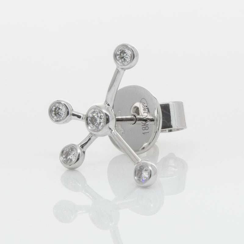 18ct White Gold & Diamond Single Earth Element Earring-Earrings-Walker & Hall