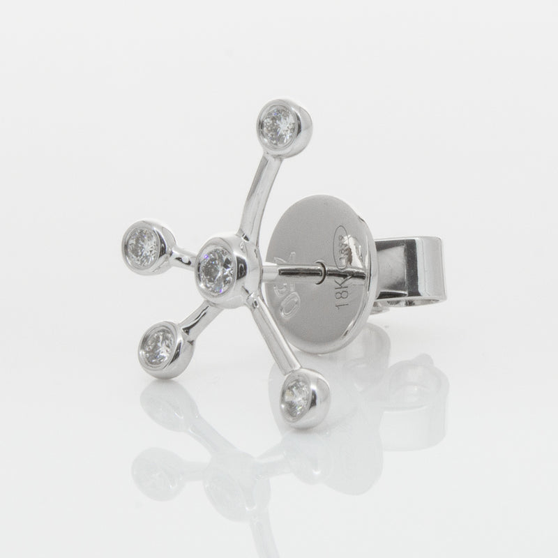 18ct White Gold & Diamond Single Earth Element Earring-Earrings-Walker & Hall