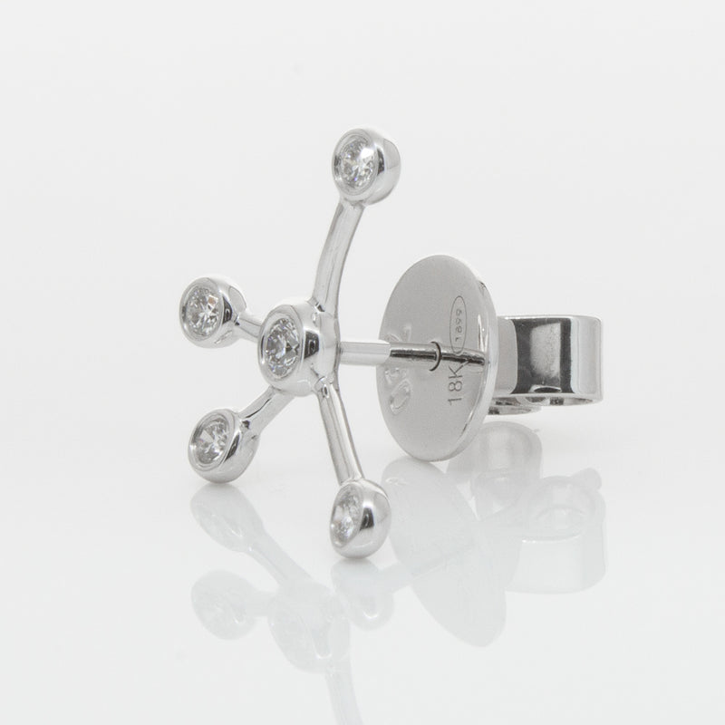 18ct White Gold & Diamond Single Earth Element Earring-Earrings-Walker & Hall