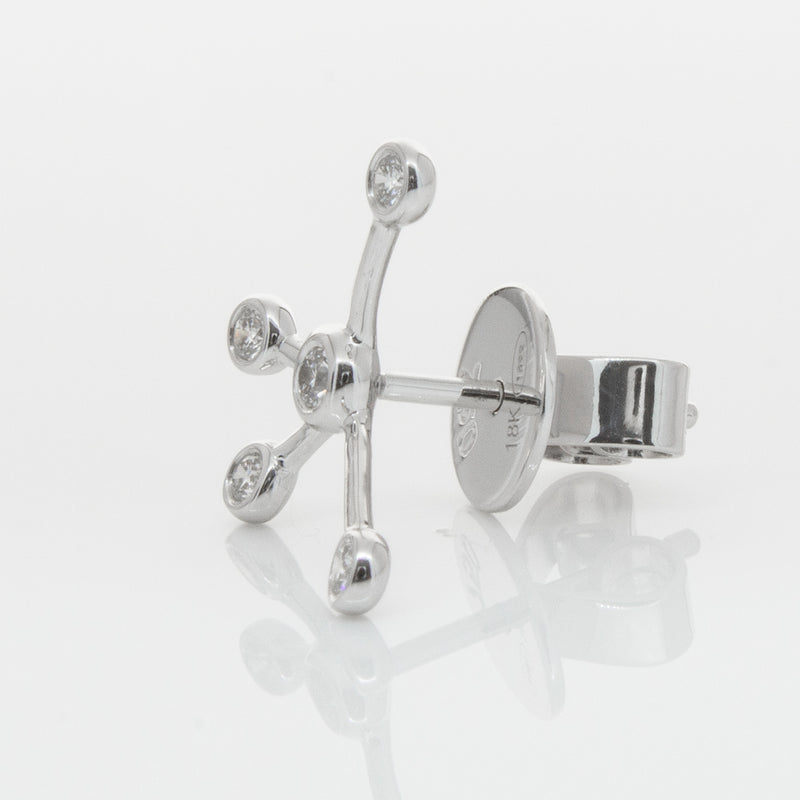 18ct White Gold & Diamond Single Earth Element Earring-Earrings-Walker & Hall