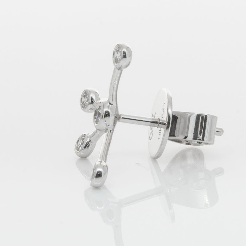 18ct White Gold & Diamond Single Earth Element Earring-Earrings-Walker & Hall