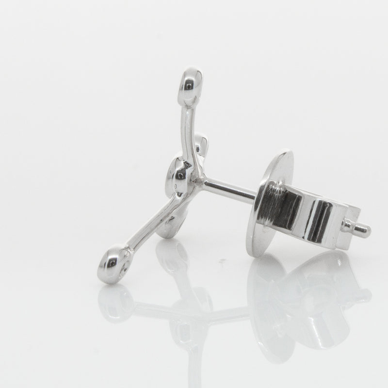 18ct White Gold & Diamond Single Earth Element Earring-Earrings-Walker & Hall