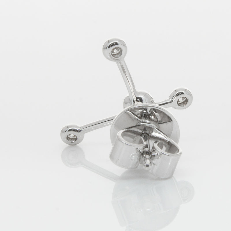 18ct White Gold & Diamond Single Earth Element Earring-Earrings-Walker & Hall