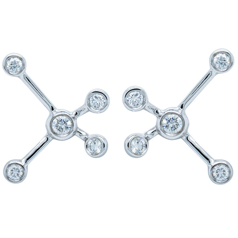 18ct White Gold & Diamond Single Earth Element Earring-Earrings-Walker & Hall