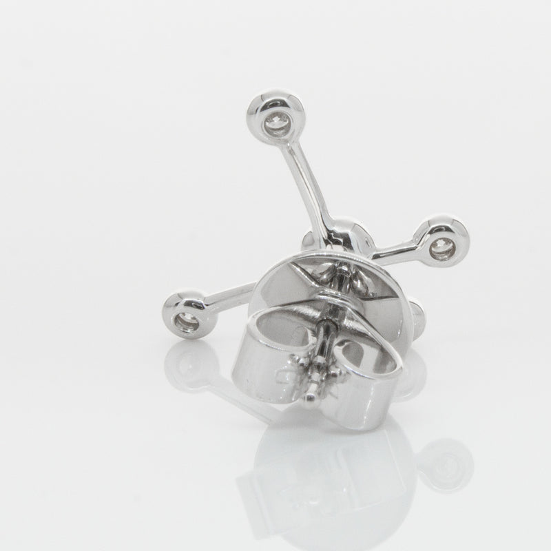 18ct White Gold & Diamond Single Earth Element Earring-Earrings-Walker & Hall