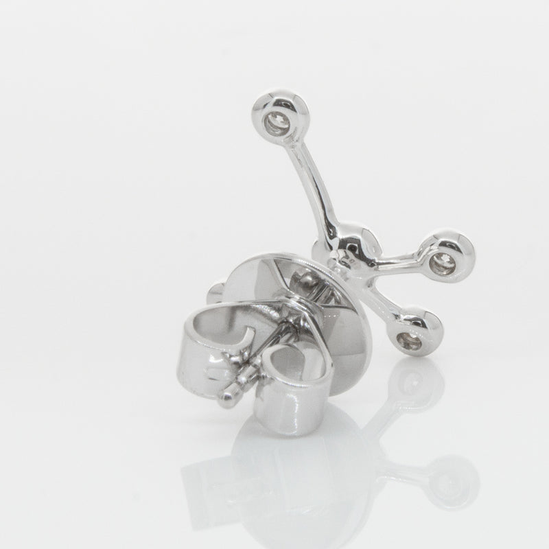 18ct White Gold & Diamond Single Earth Element Earring-Earrings-Walker & Hall