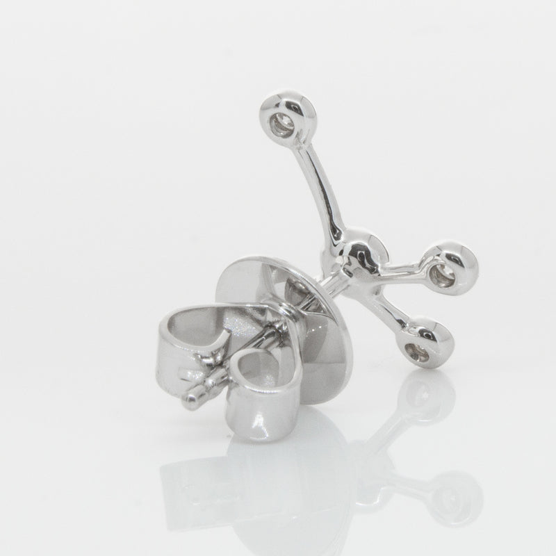 18ct White Gold & Diamond Single Earth Element Earring-Earrings-Walker & Hall