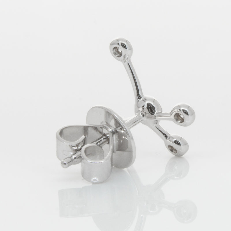 18ct White Gold & Diamond Single Earth Element Earring-Earrings-Walker & Hall