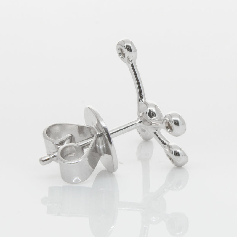 18ct White Gold & Diamond Single Earth Element Earring-Earrings-Walker & Hall