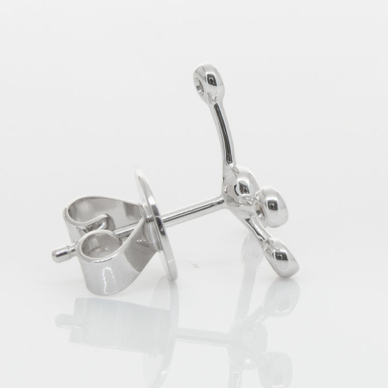 18ct White Gold & Diamond Single Earth Element Earring-Earrings-Walker & Hall