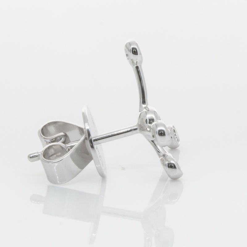 18ct White Gold & Diamond Single Earth Element Earring-Earrings-Walker & Hall