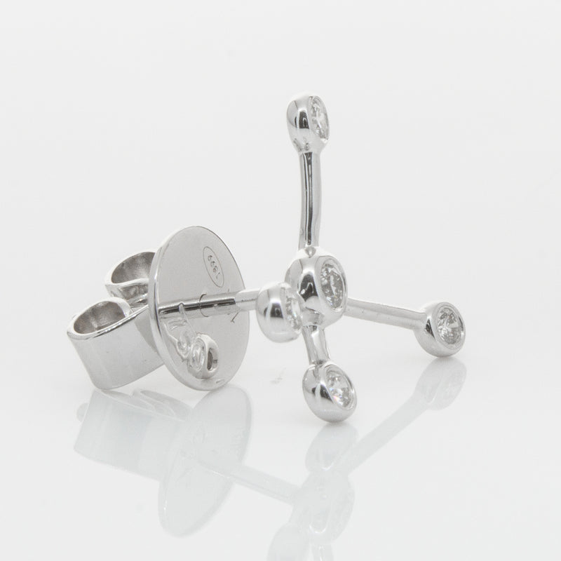 18ct White Gold & Diamond Single Earth Element Earring-Earrings-Walker & Hall