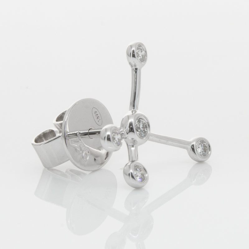 18ct White Gold & Diamond Single Earth Element Earring-Earrings-Walker & Hall