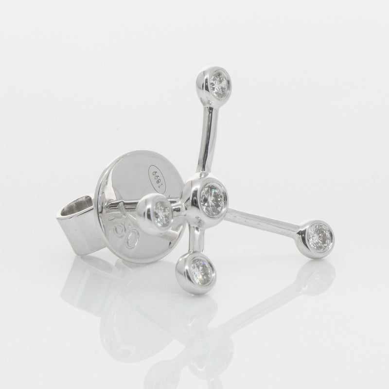 18ct White Gold & Diamond Single Earth Element Earring-Earrings-Walker & Hall