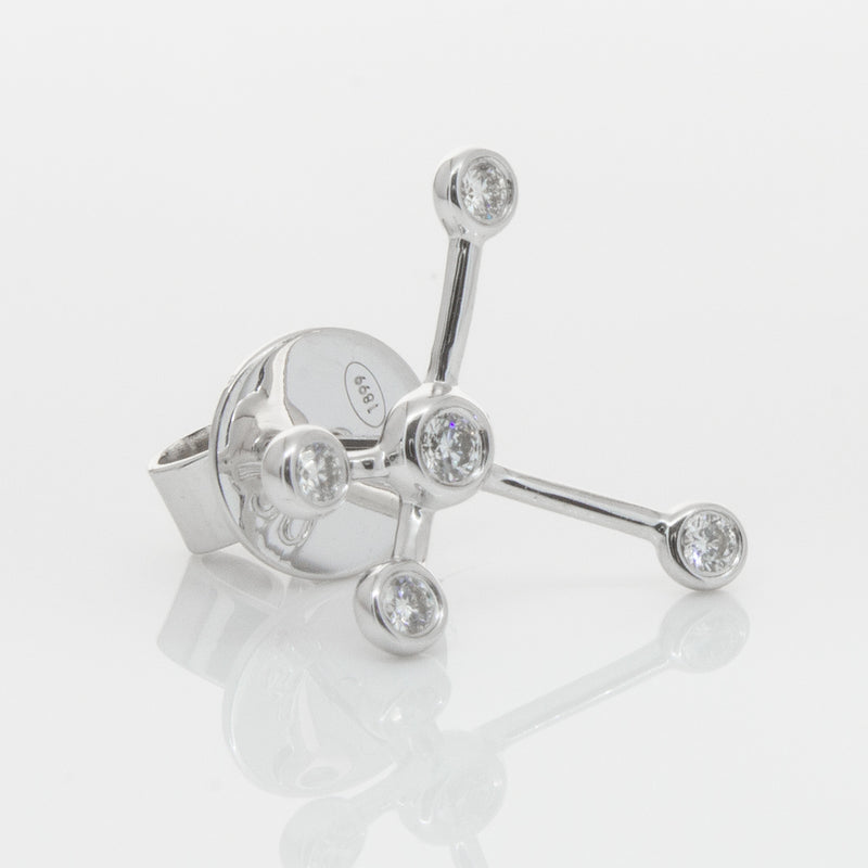 18ct White Gold & Diamond Single Earth Element Earring-Earrings-Walker & Hall