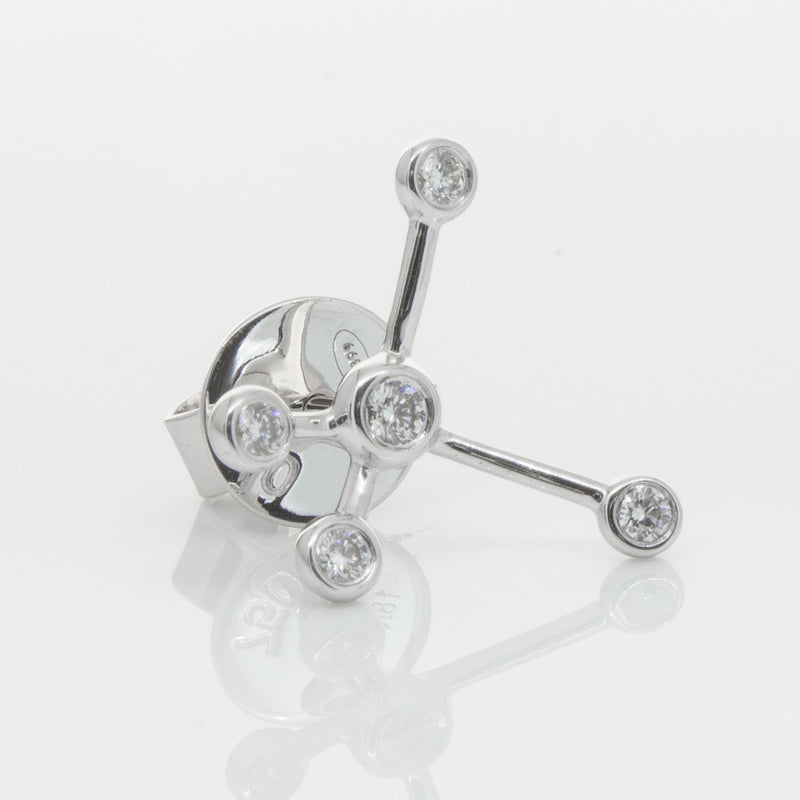 18ct White Gold & Diamond Single Earth Element Earring-Earrings-Walker & Hall