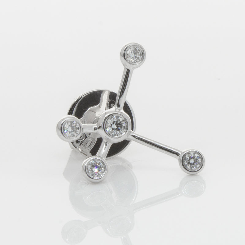 18ct White Gold & Diamond Single Earth Element Earring-Earrings-Walker & Hall