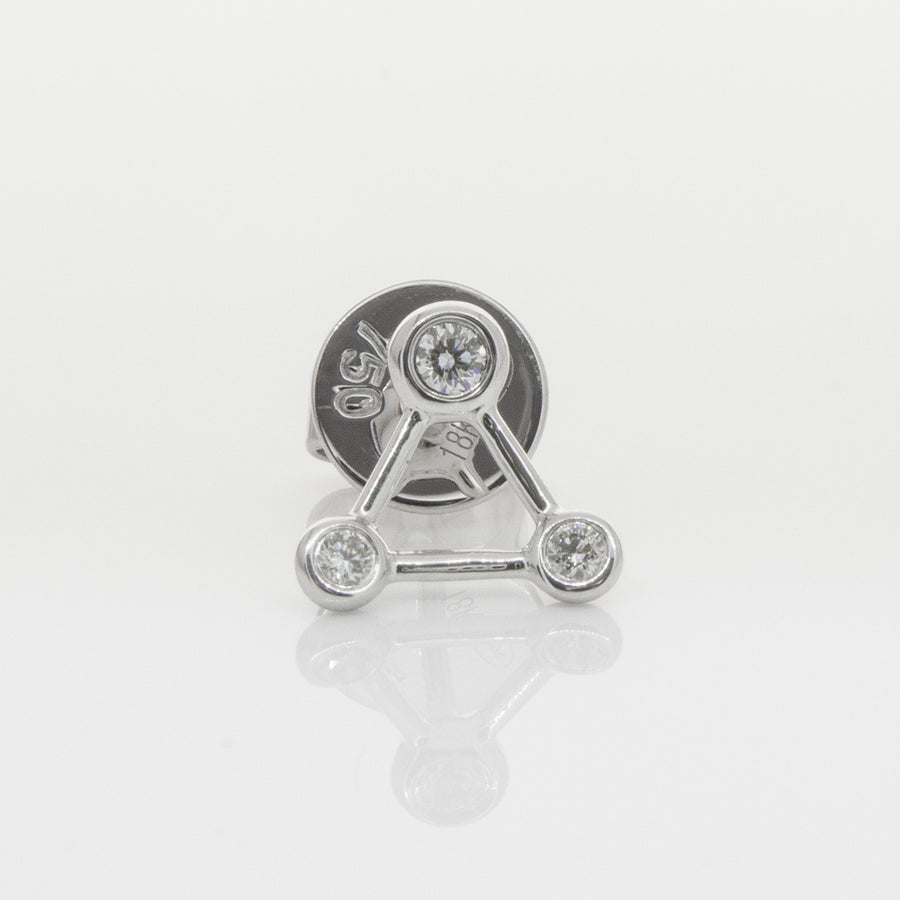 18ct White Gold & Diamond Single Water Element Earring-Earrings-Walker & Hall