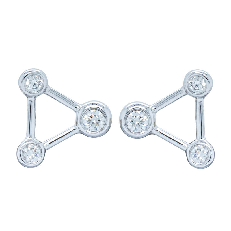 18ct White Gold & Diamond Single Water Element Earring-Earrings-Walker & Hall