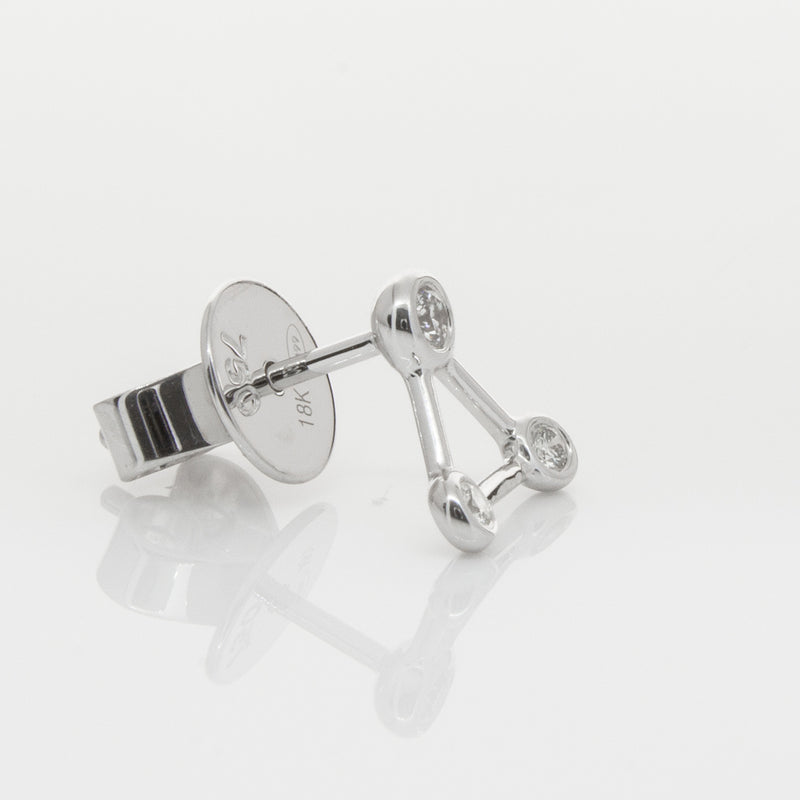 18ct White Gold & Diamond Single Water Element Earring-Earrings-Walker & Hall