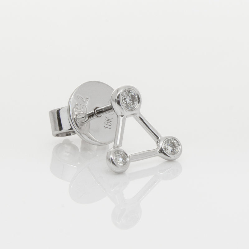 18ct White Gold & Diamond Single Water Element Earring-Earrings-Walker & Hall