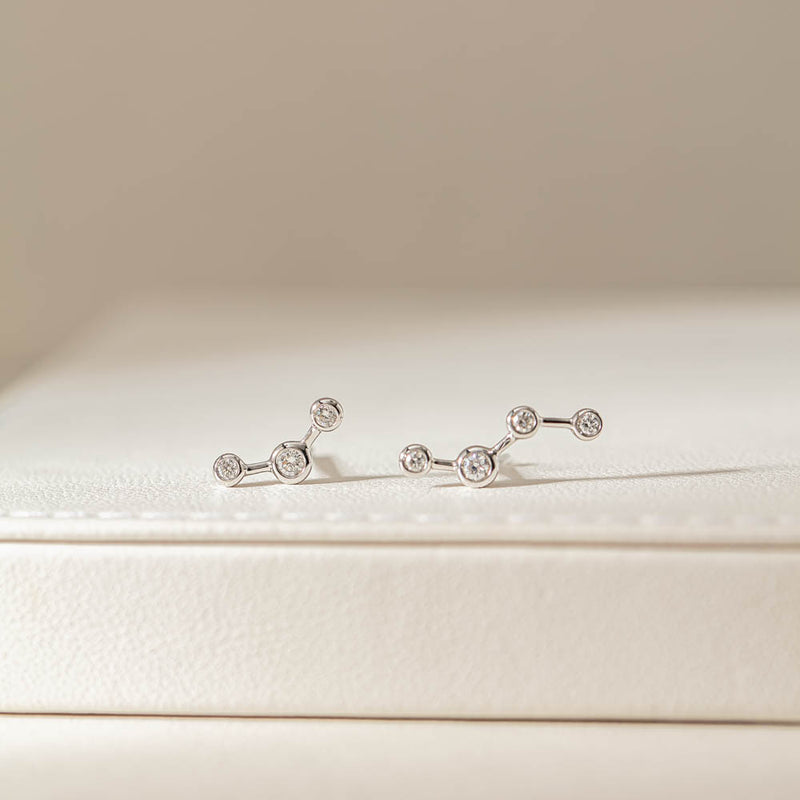 18ct White Gold & Diamond Single Fire Element Earring-Earrings-Walker & Hall