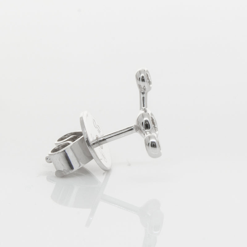 18ct White Gold & Diamond Single Fire Element Earring-Earrings-Walker & Hall