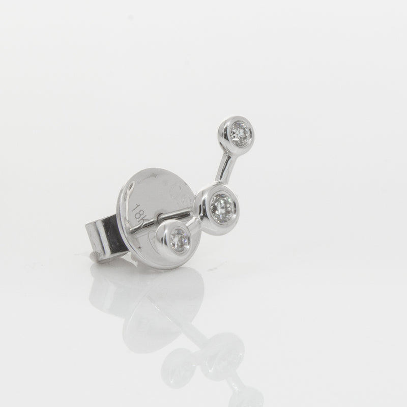 18ct White Gold & Diamond Single Fire Element Earring-Earrings-Walker & Hall