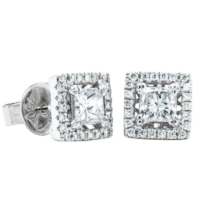18ct White Gold Diamond Earrings-Earrings-Walker & Hall