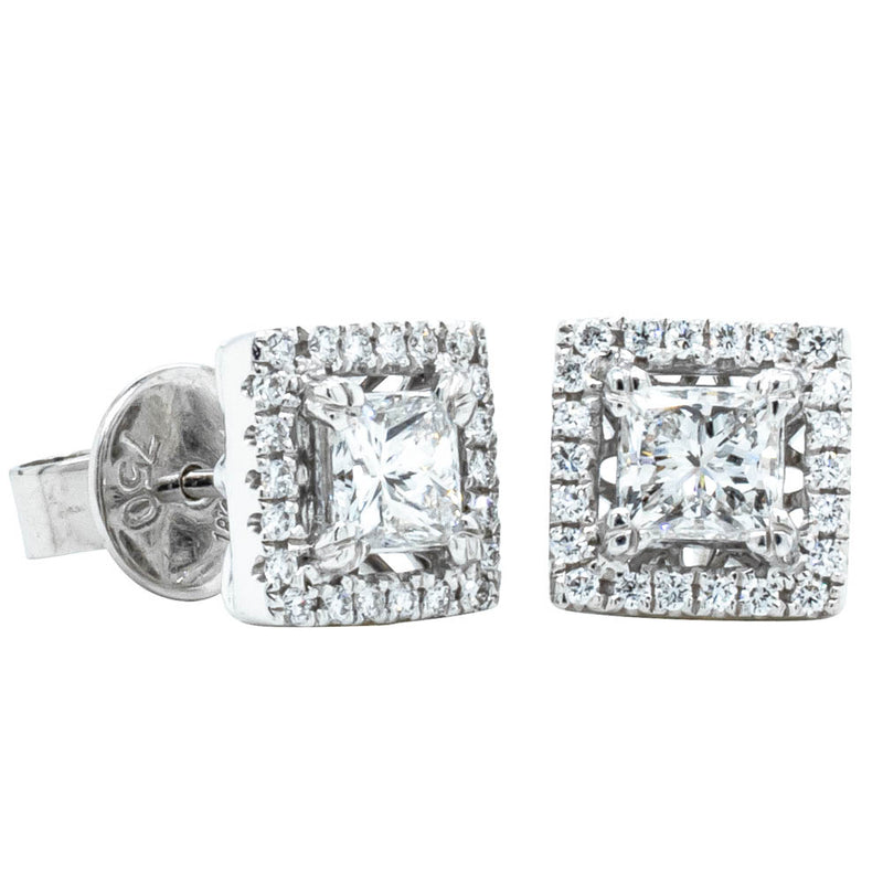 18ct White Gold Diamond Earrings-Earrings-Walker & Hall