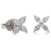 18ct White Gold Diamond Flower Earrings-Earrings-Walker & Hall