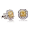 18ct White & Yellow Gold Yellow Diamond Halo Earrings-Earrings-Walker & Hall