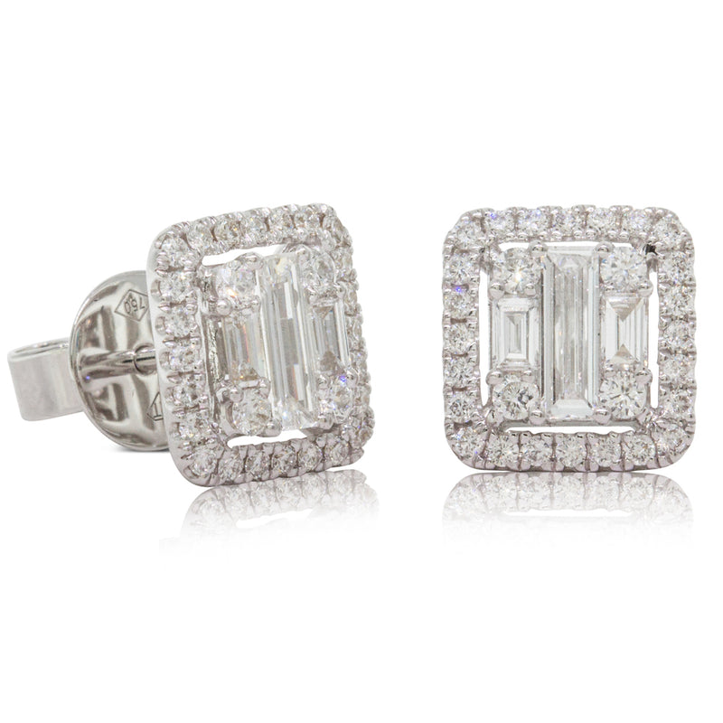 18ct White Gold Diamond Earrings-Earrings-Walker & Hall