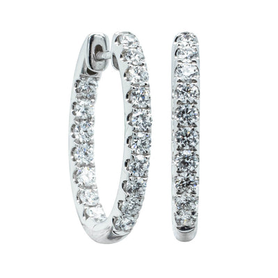 18ct White Gold 1.50ct Diamond Jupiter Hoop Earrings-Earrings-Walker & Hall