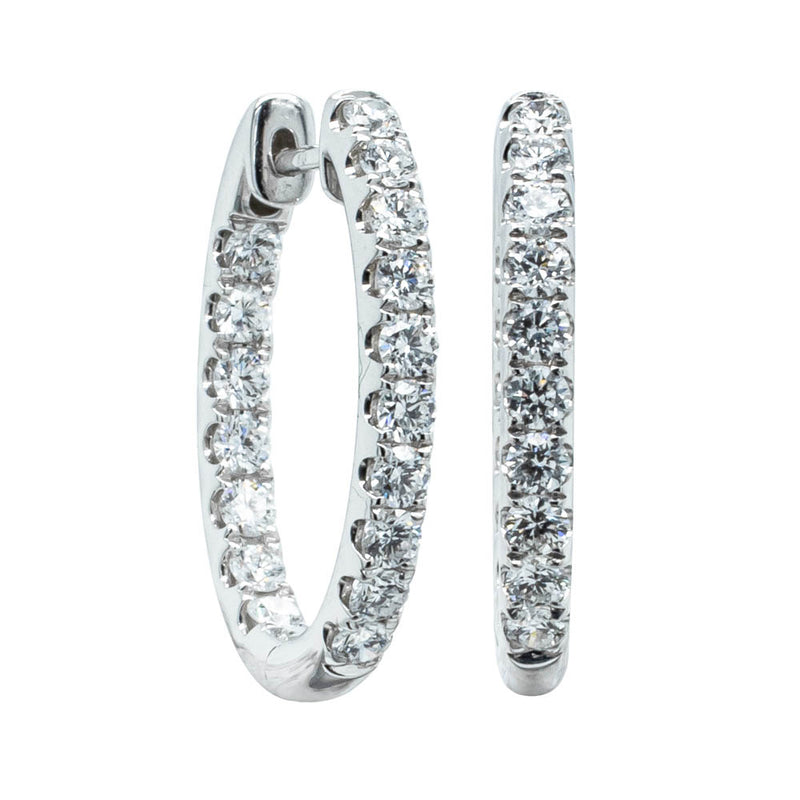 18ct White Gold 1.50ct Diamond Jupiter Hoop Earrings-Earrings-Walker & Hall
