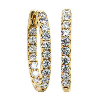 18ct Yellow Gold 1.50ct Diamond Jupiter Hoop Earrings-Earrings-Walker & Hall