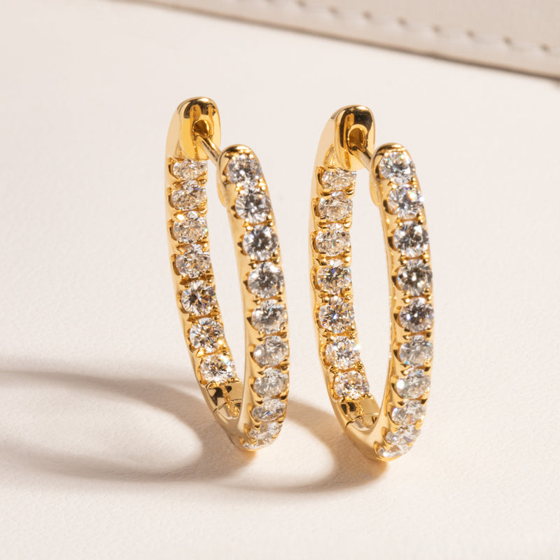 18ct Yellow Gold 1.50ct Diamond Jupiter Hoop Earrings-Earrings-Walker & Hall